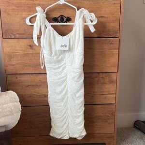 Elegant White Textured Dress